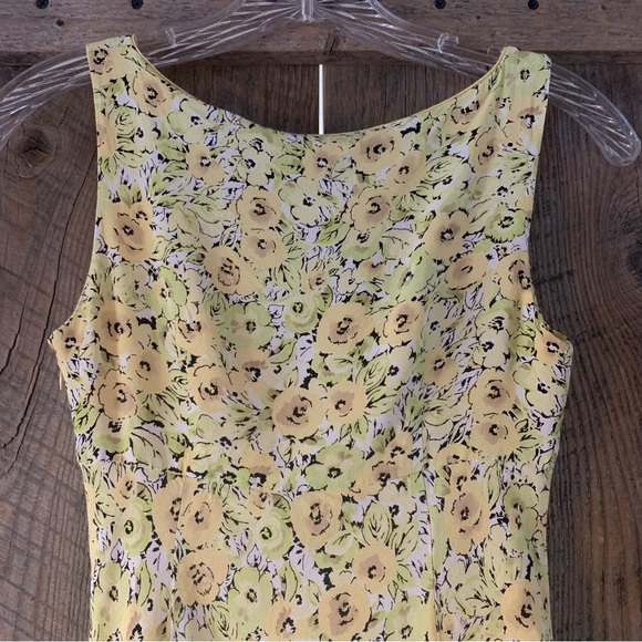 Women’s 0 ANN TAYLOR LOFT Yellow Floral Sleeveless V-Neck Lined Spring Dress EXC - Picture 8 of 13